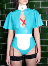 Latex Nurse w/Cape - Aqua - SMALL