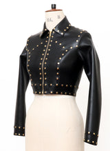Black Latex Biker w/Studs - SMALL