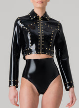 Black Latex Biker w/Studs - SMALL