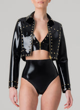Black Latex Biker w/Studs - SMALL