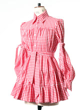 Red Check Gathers Gingham Shirt Dress - Size 8
