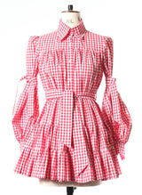 Red Check Gathers Gingham Shirt Dress - Size 8