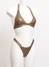 Gold Latex Lingerie Set - 2Pc - SMALL