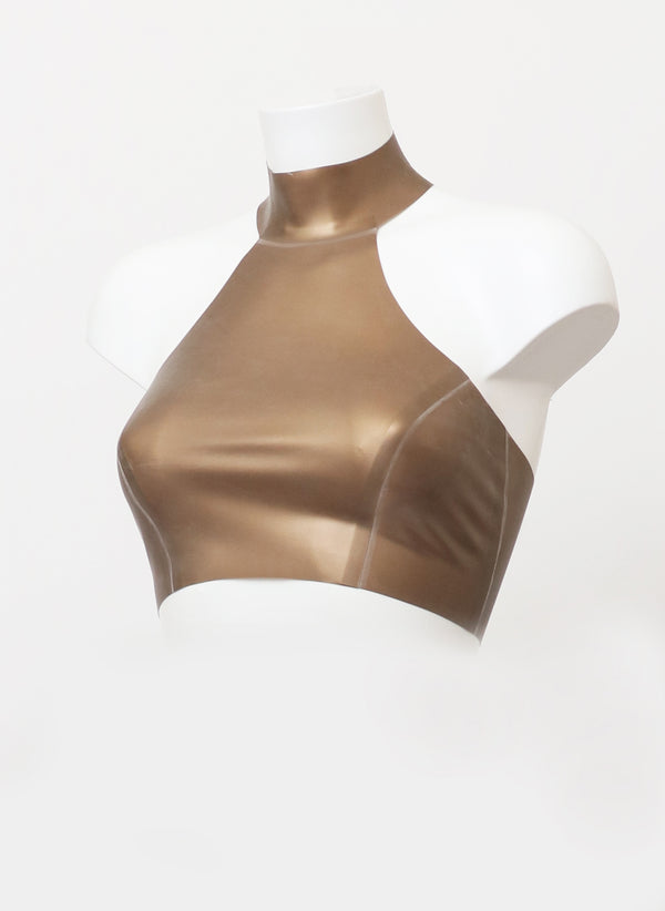 Gold Latex Halter Top - SMALL