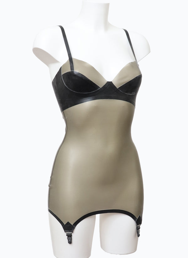 Black/ST Grey Latex Corselette - ALL SIZES