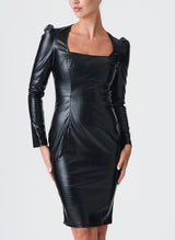 Black Patent Snake PVC Pencil Dress - SMALL