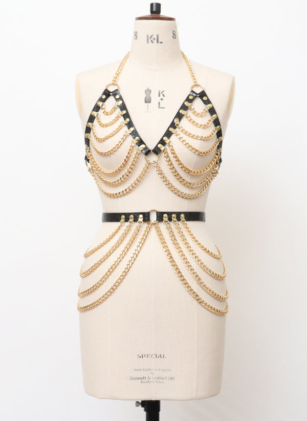 Leather/Chain Bra & Belt - XS/M