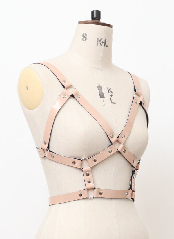Baby Pink Leather Bust Harness - XS/S