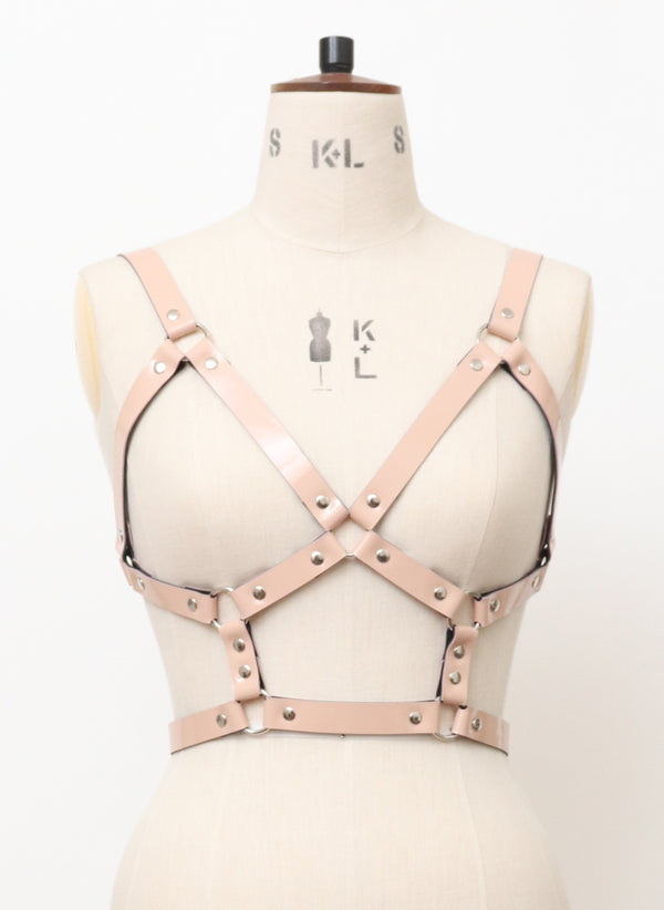 Baby Pink Leather Bust Harness - XS/S
