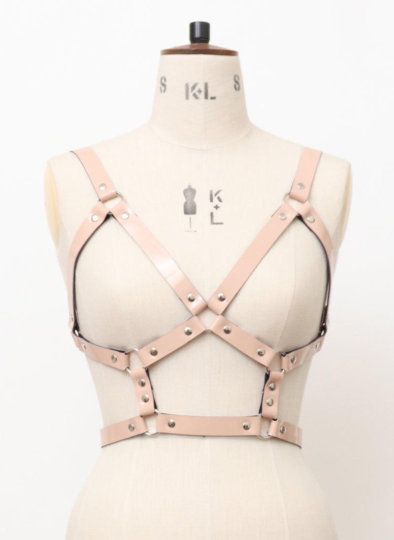 Baby Pink Leather Bust Harness - XS/S