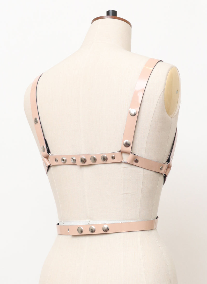 Baby Pink Leather Bust Harness - XS/S