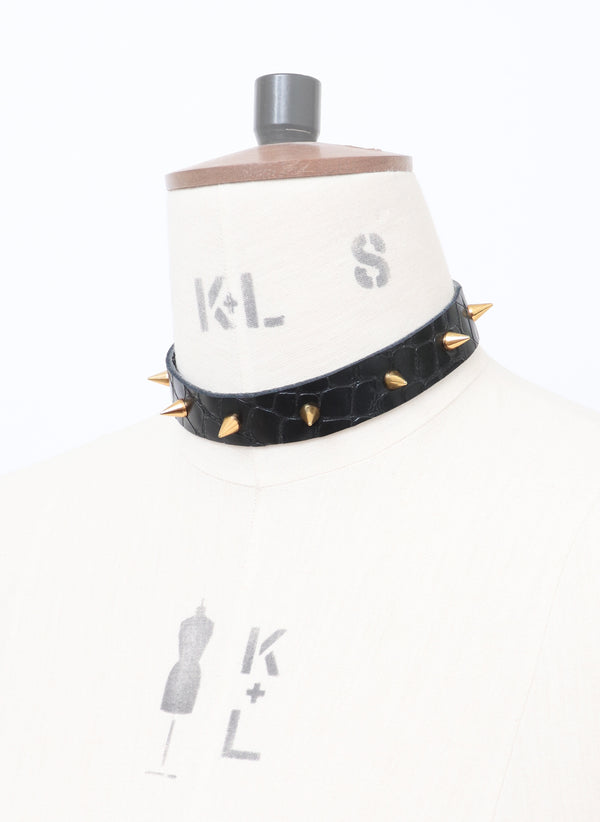 Black Stud Leather Collar - ONE SIZE