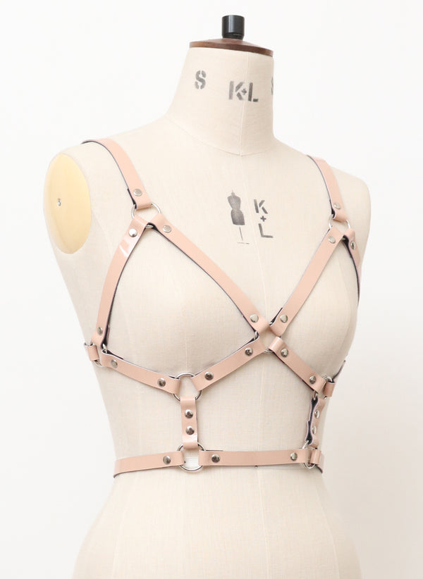 Baby Pink Leather Bust Harness  - First Sample - XS/S