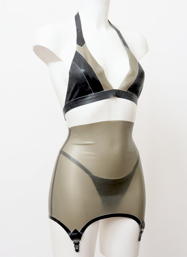 Black/ST Grey Lingerie Set - 3Pc - SMALL