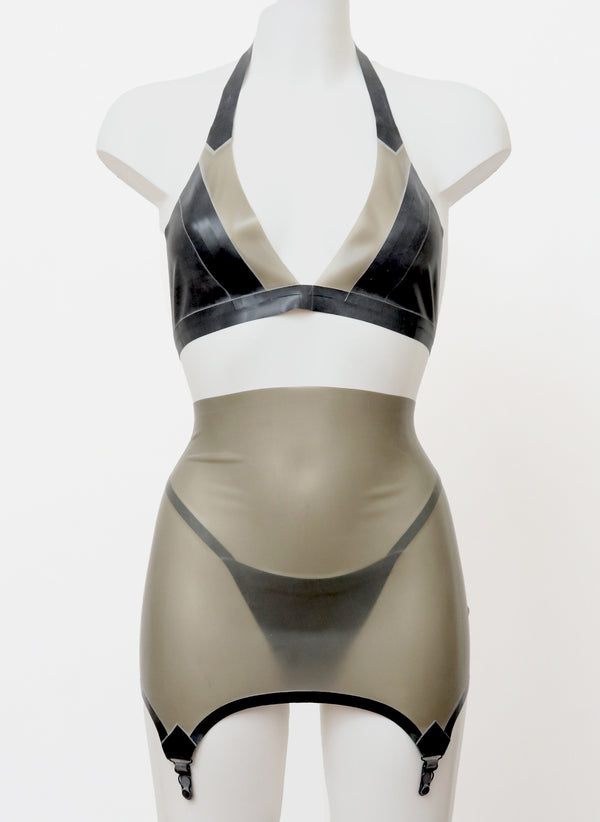 Black/ST Grey Lingerie Set - 3Pc - SMALL