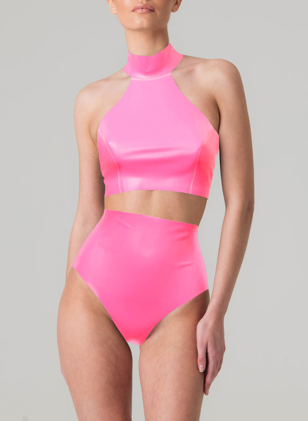 Hot Pink Latex Top & Knix - SMALL