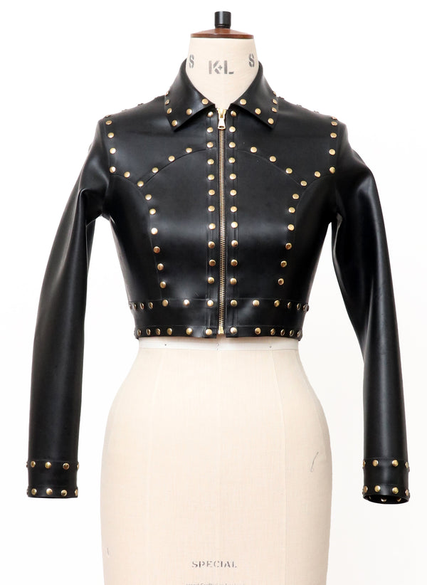 Black Latex Biker w/Studs - SMALL