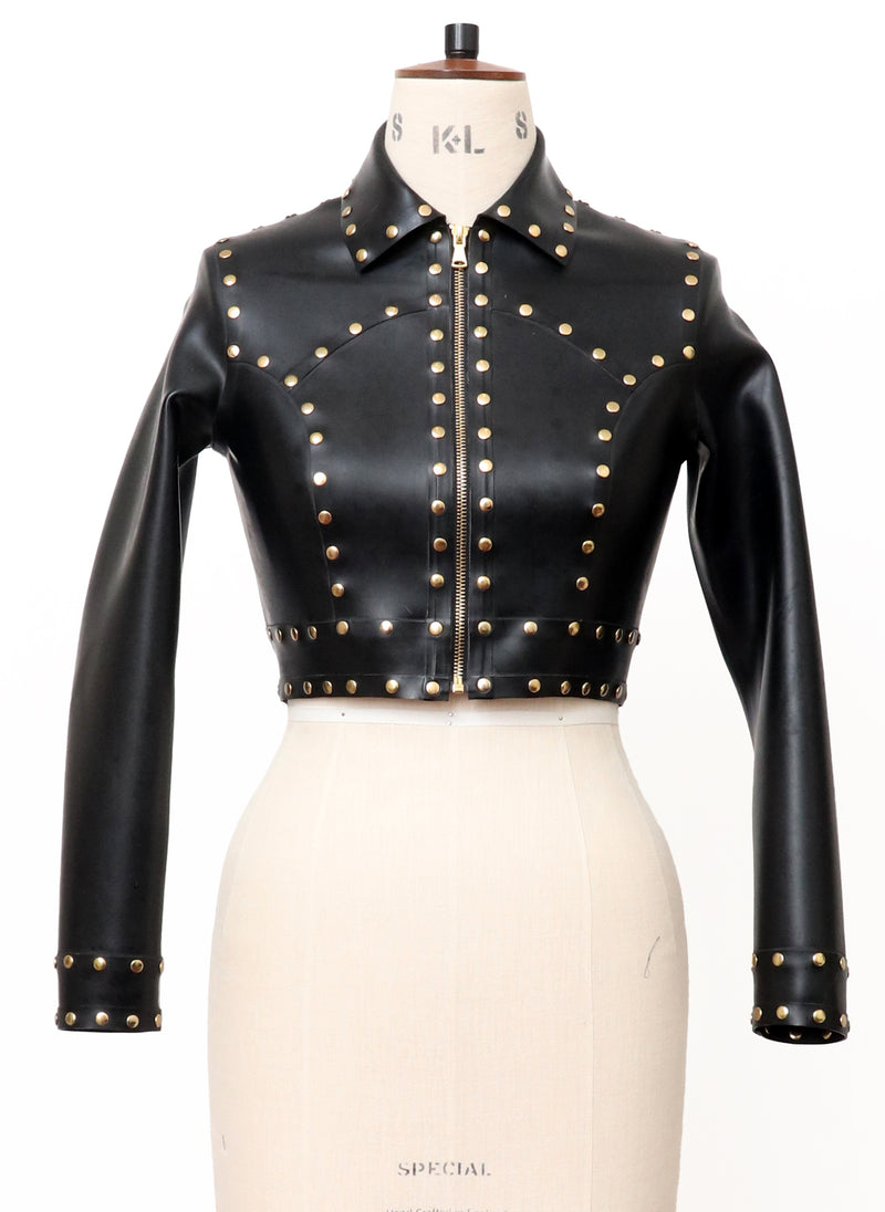 Black Latex Biker w/Studs - SMALL