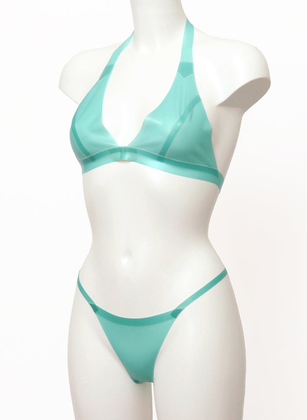 ST Aqua Latex Lingerie Set - 2Pc - SMALL