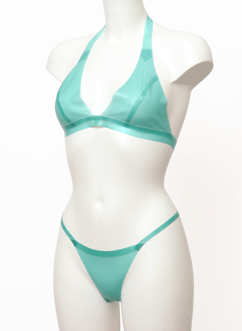 ST Aqua Latex Lingerie Set - 2Pc - SMALL