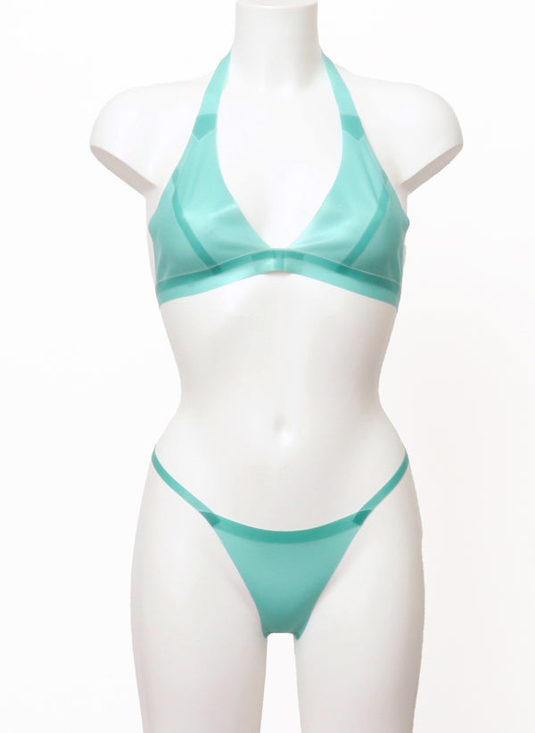ST Aqua Latex Lingerie Set - 2Pc - SMALL