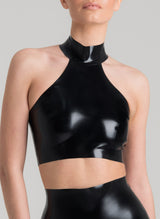 Black Latex Halter Top - MEDIUM