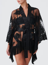 Lace Decadence Robe - Black Bead