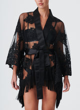 Lace Decadence Robe - Black Bead