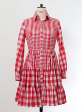 Red/White Mixed Check Shirt Dress - Size 8
