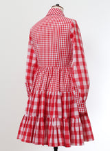 Red/White Mixed Check Shirt Dress - Size 8