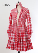 Red/White Mixed Check Shirt Dress - Size 8