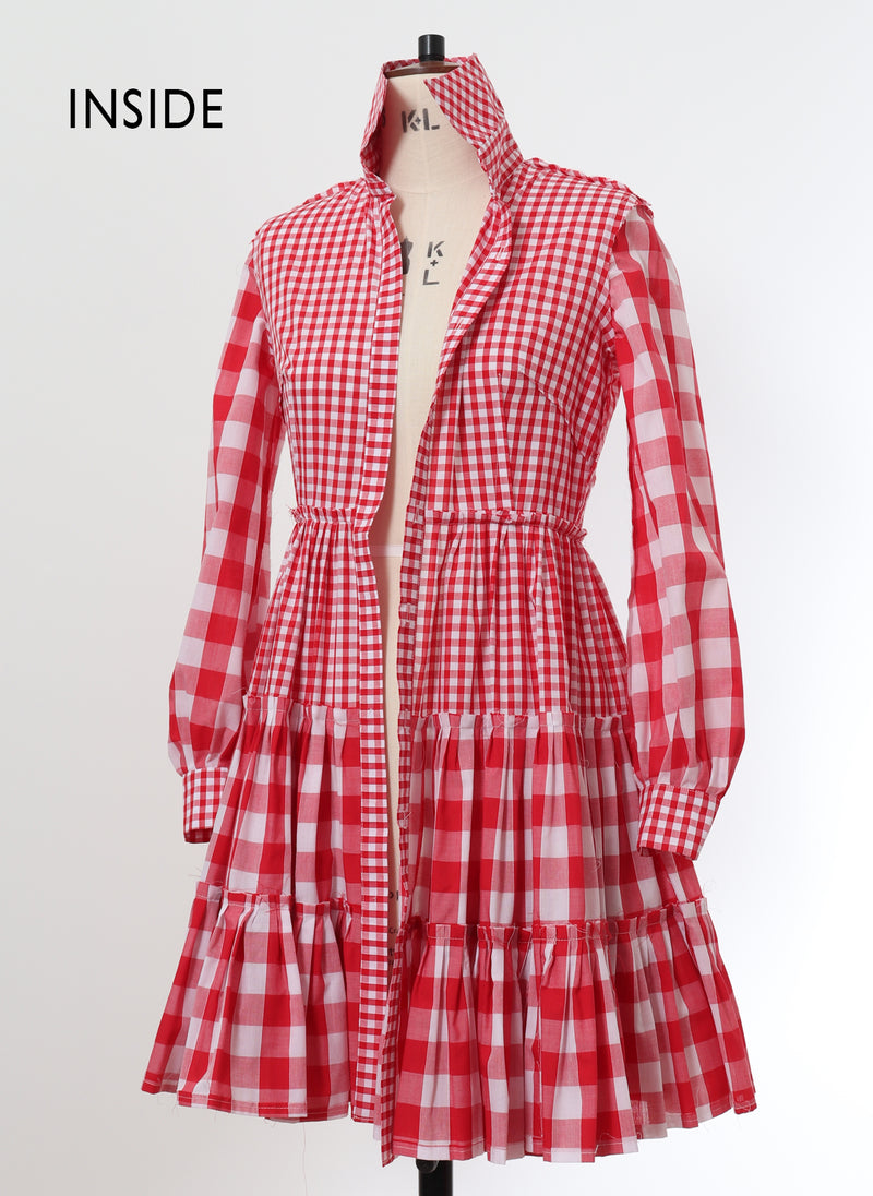 Red/White Mixed Check Shirt Dress - Size 8