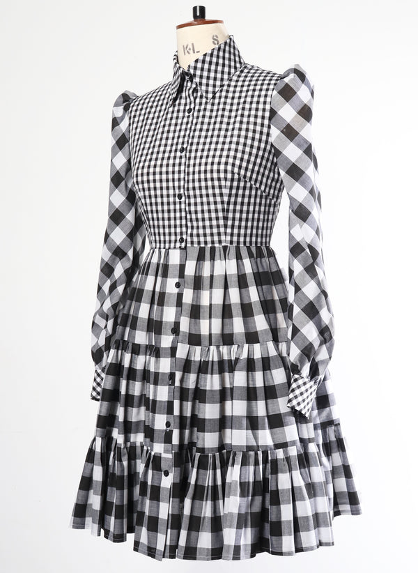 Black/White Gingham Shirt Dress - Size 8