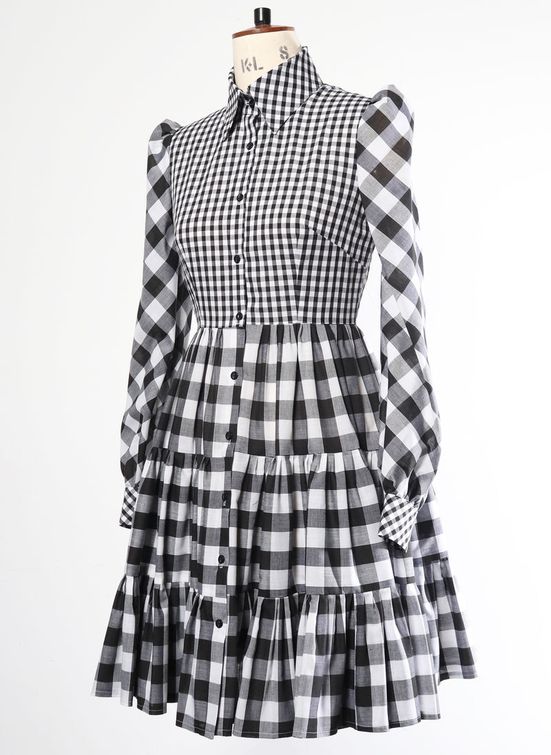 Black/White Gingham Shirt Dress - Size 8