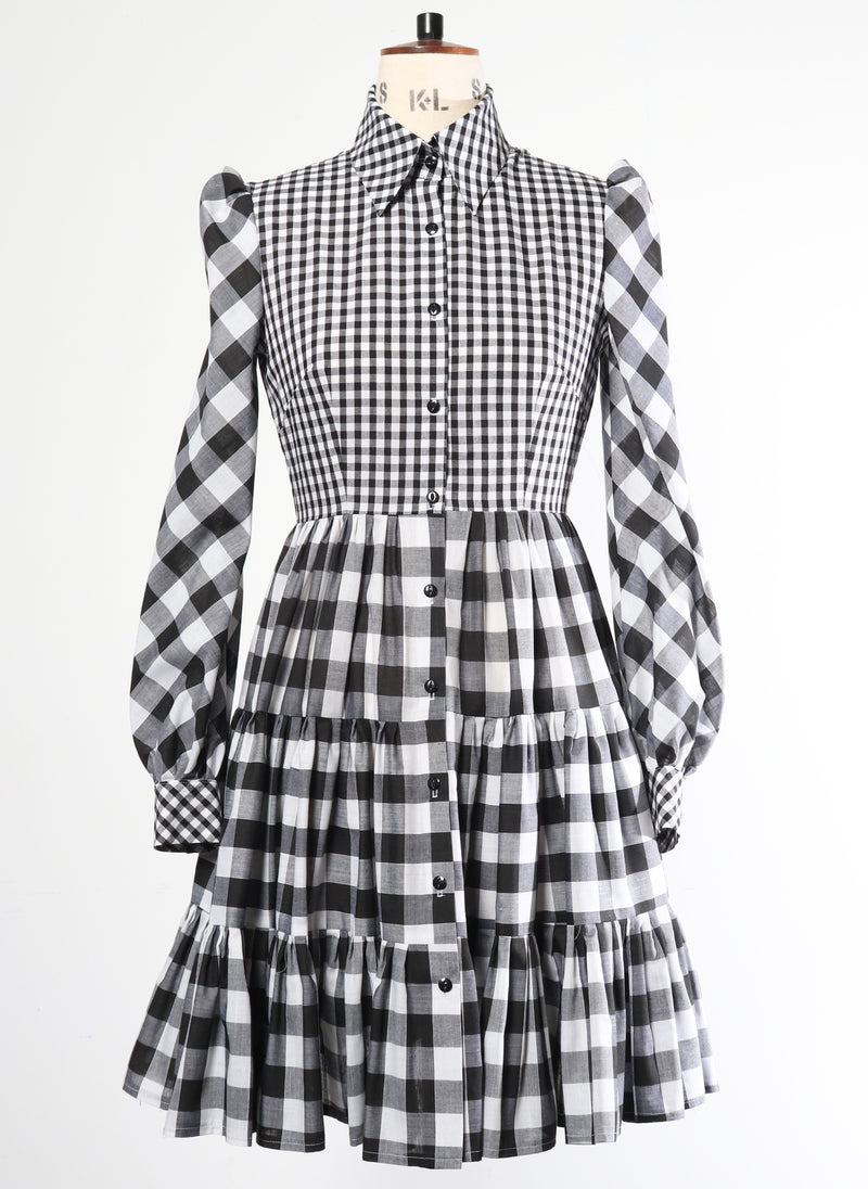 Black/White Gingham Shirt Dress - Size 8