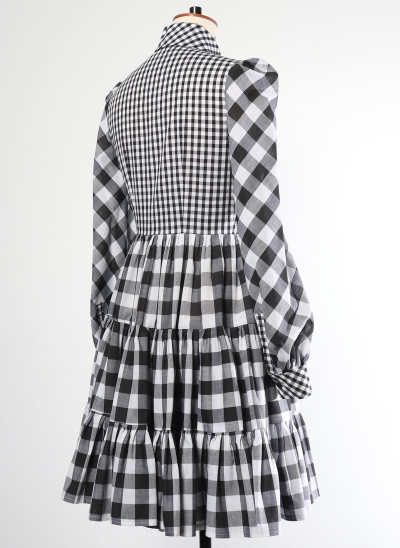 Black/White Gingham Shirt Dress - Size 8