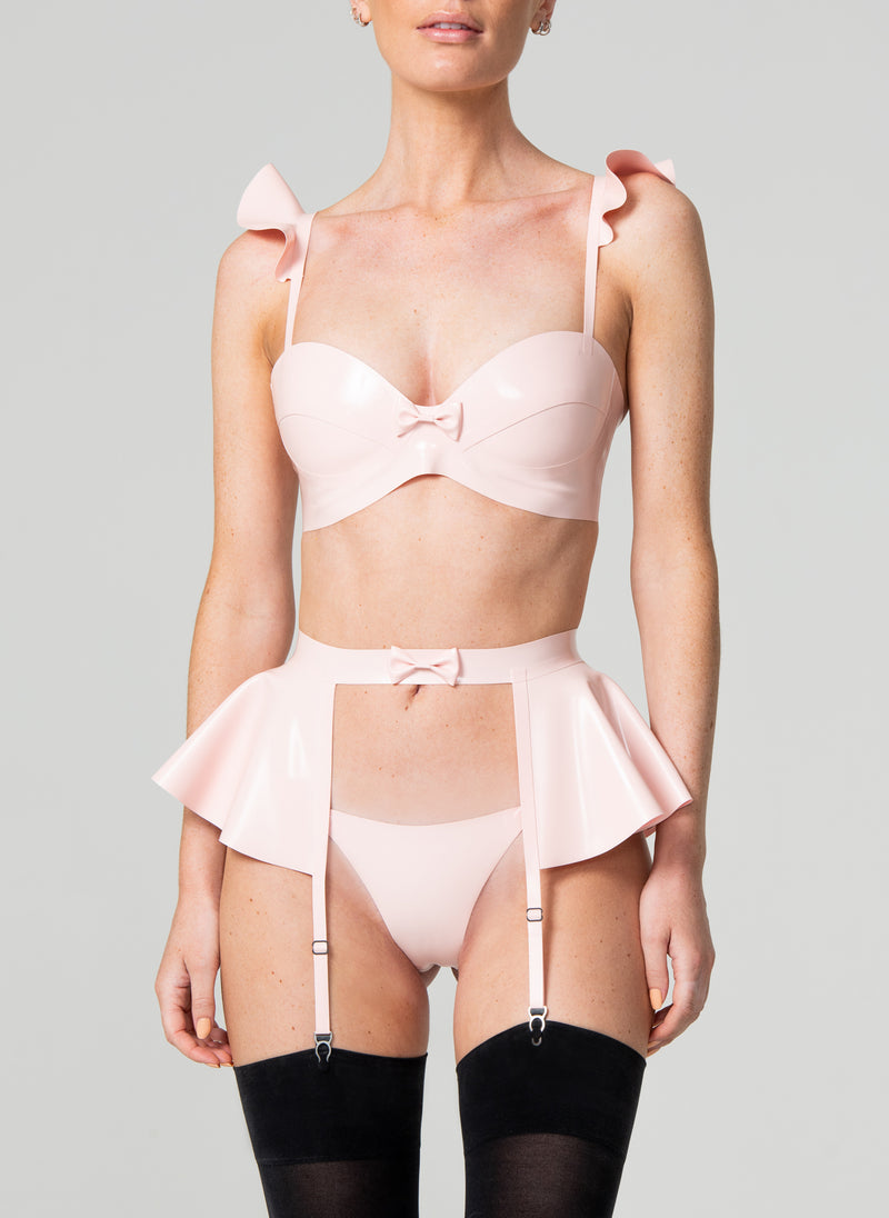 Latex Fleur Suspender Belt